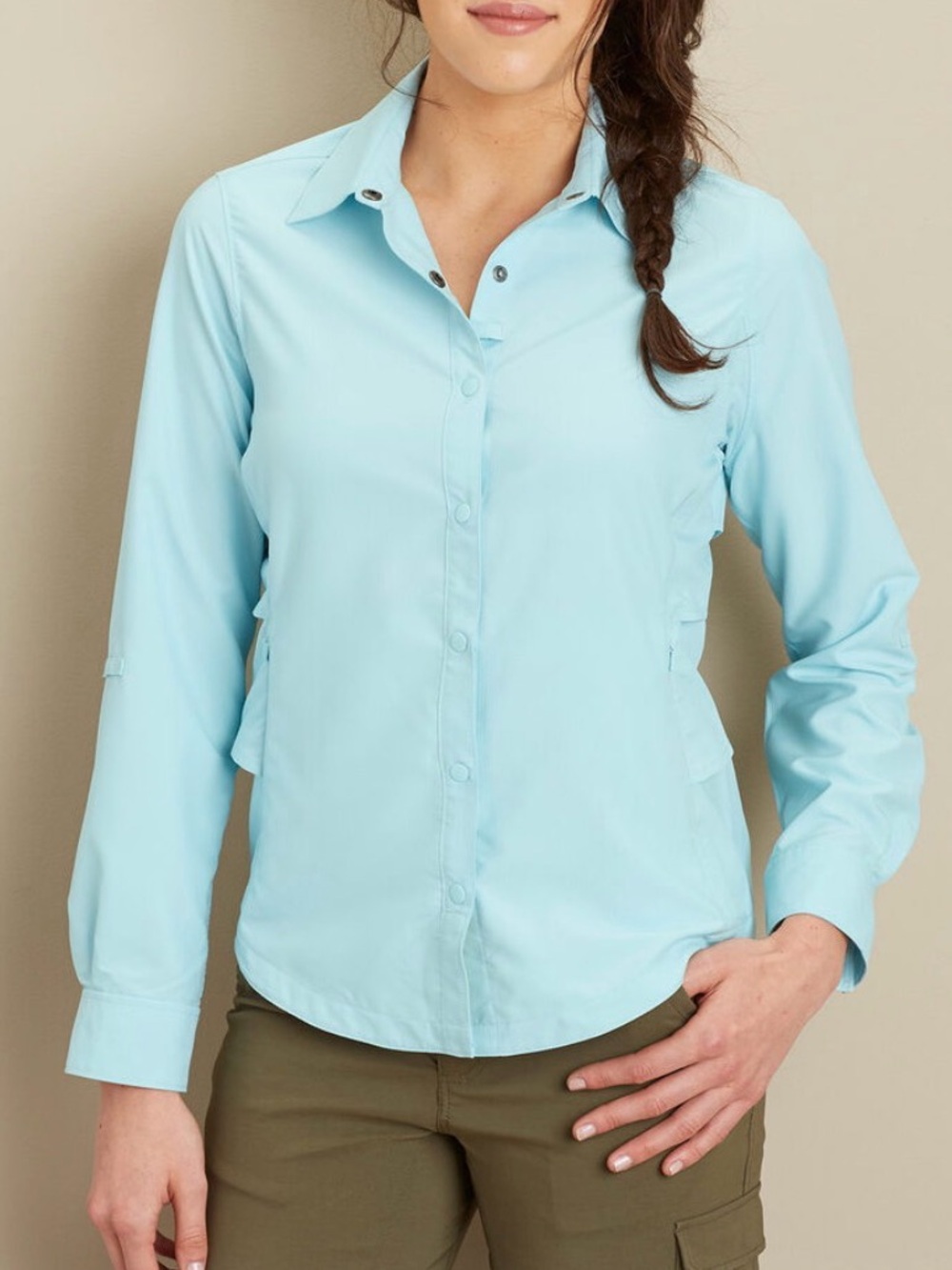 New Duluth Trading Company Action Button Up XXL blue vented fishing UPF 50+ shir